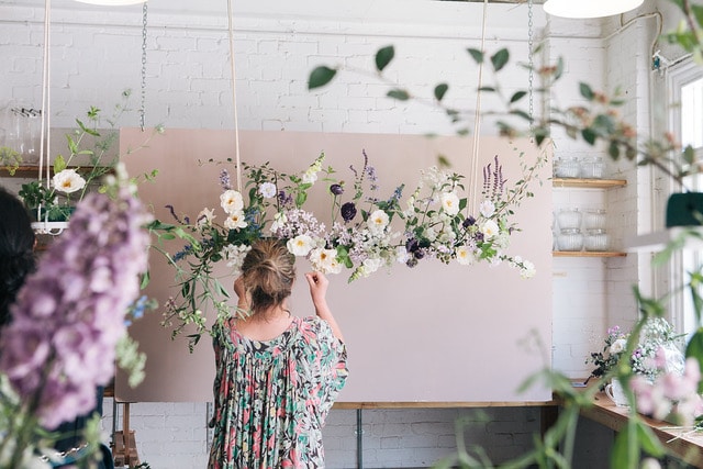 2019 wedding trends - hanging floral installation for a wedding